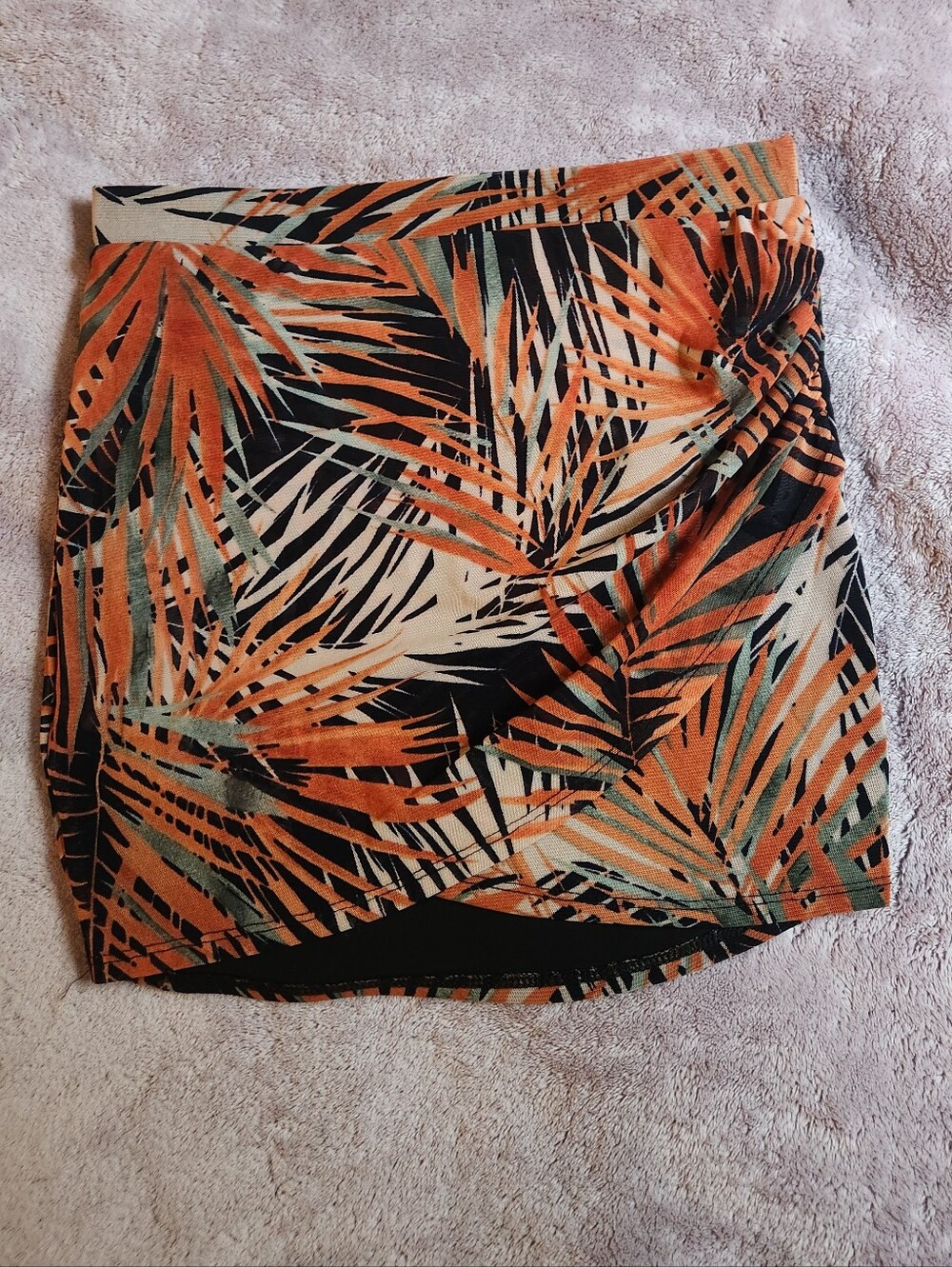 Windsor Tropical Palm Print Mini Skirt - Orange, Black, Cream, Green
